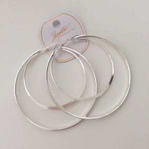 Layered Rhinestone Hoop Earrings